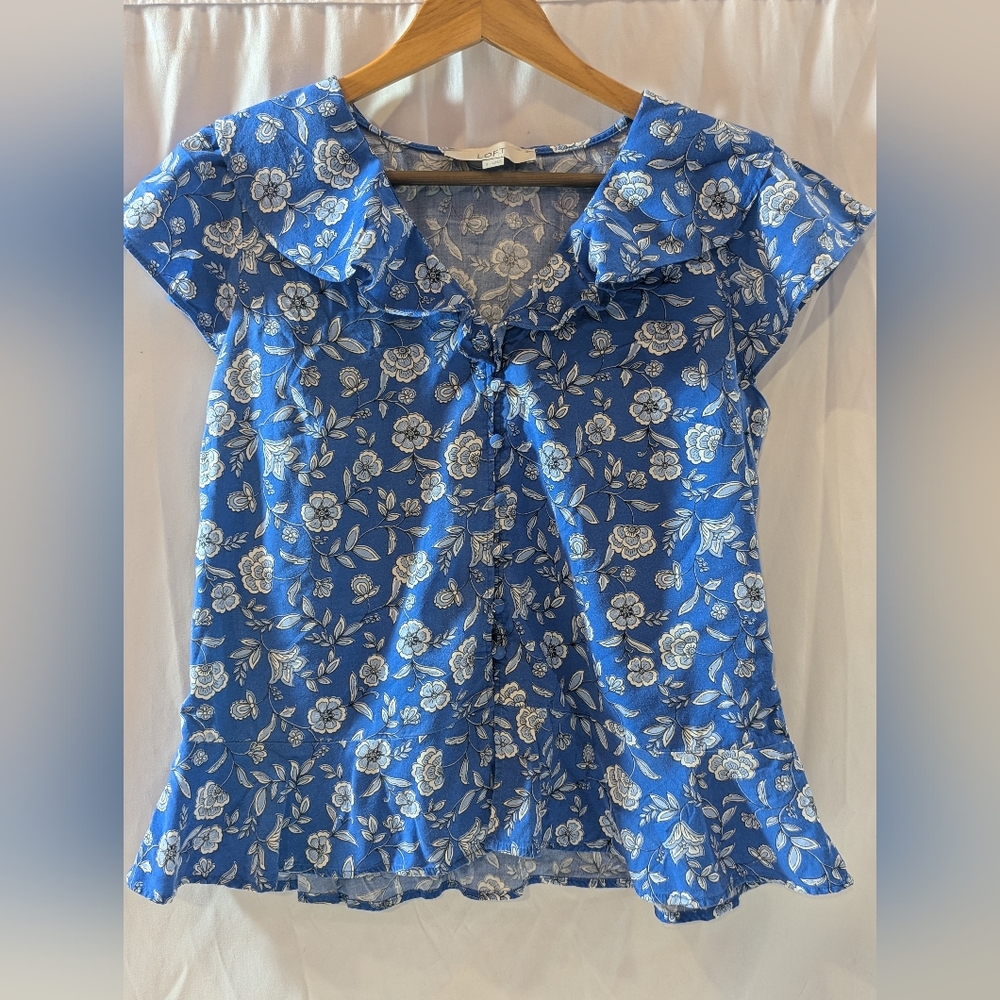 LOFT Blue Floral Blouse